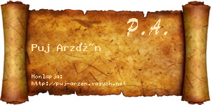 Puj Arzén névjegykártya
